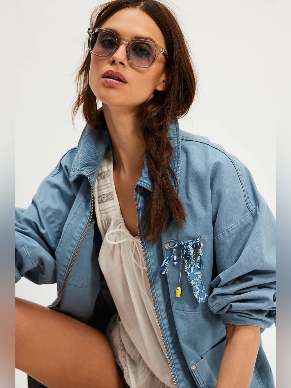 Free People Dylan classic square light greyall sunglasses